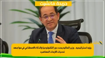 رؤية استراتيجية.. وزير المالية يحدد دور التكنولوجيا والذكاء الاصطناعي في مواجهة تحديات الأزمات المعاصرة 1